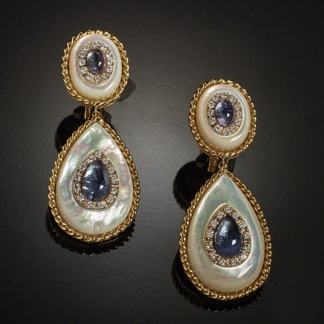 Wholesale Gold Plated Diamond Gems Metal Earrings