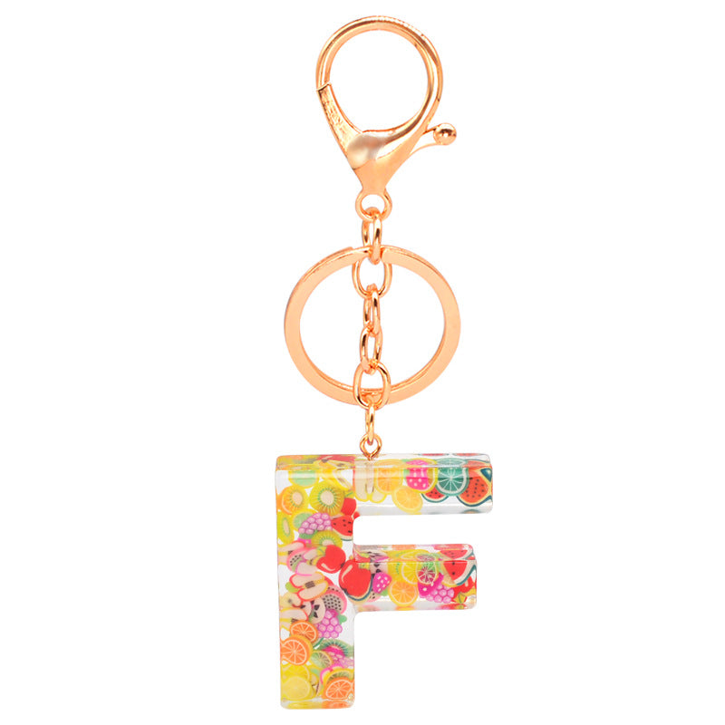 Wholesale English Alphabet Fruit Series AB Epoxy Keychain