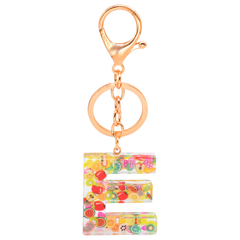 Wholesale English Alphabet Fruit Series AB Epoxy Keychain