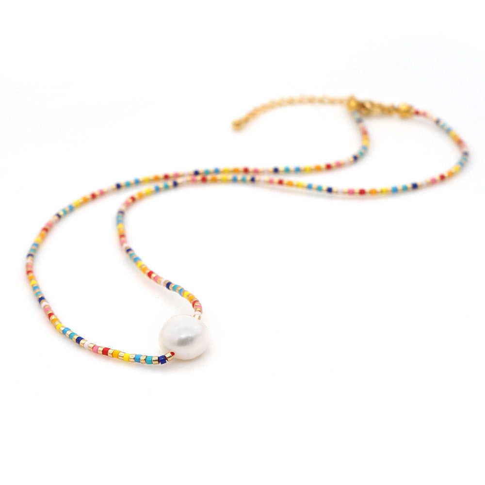 Wholesale Long Colored Rice Beads Millet Beads Pearl Necklace