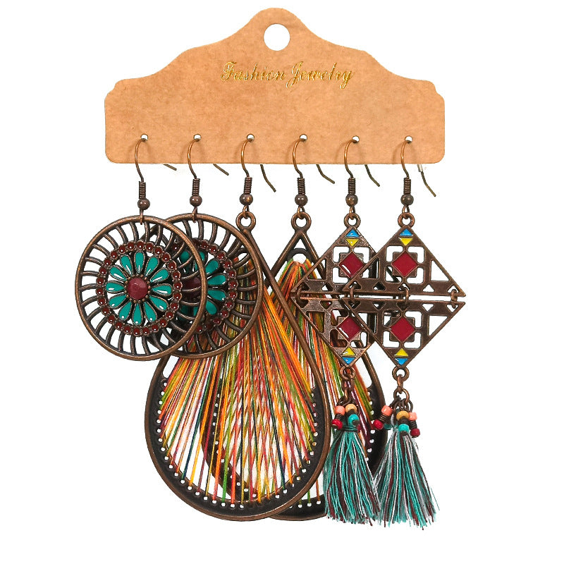 Wholesale Bohemian 3 Set Alloy Earrings