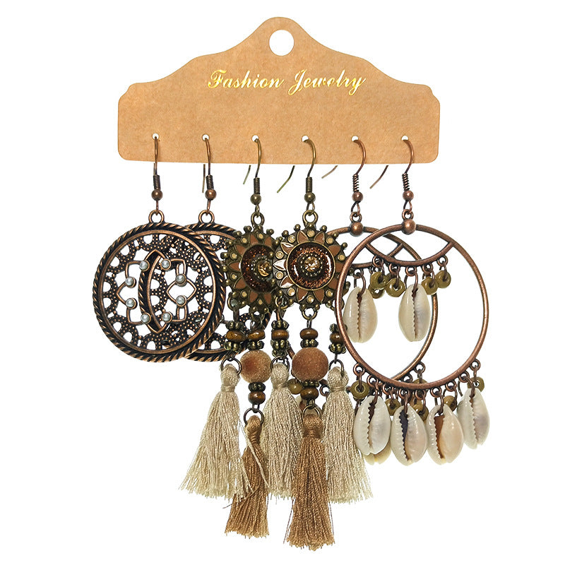 Wholesale Bohemian 3 Set Alloy Earrings