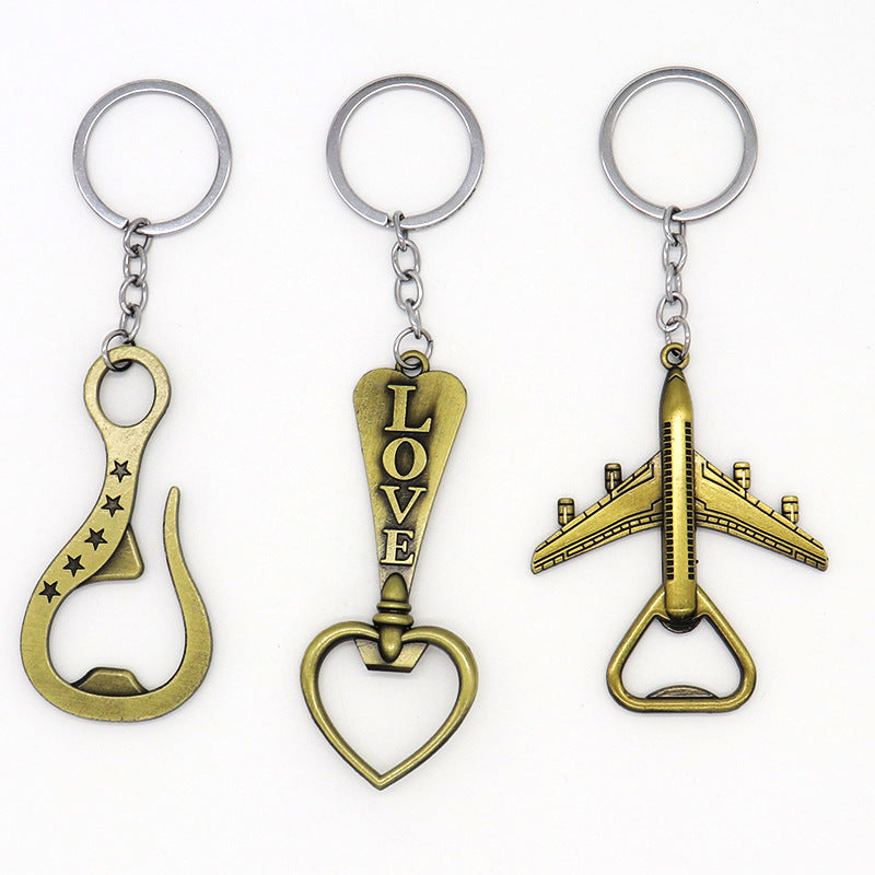 Llavero al por mayor de llave de botella de aleación de zinc