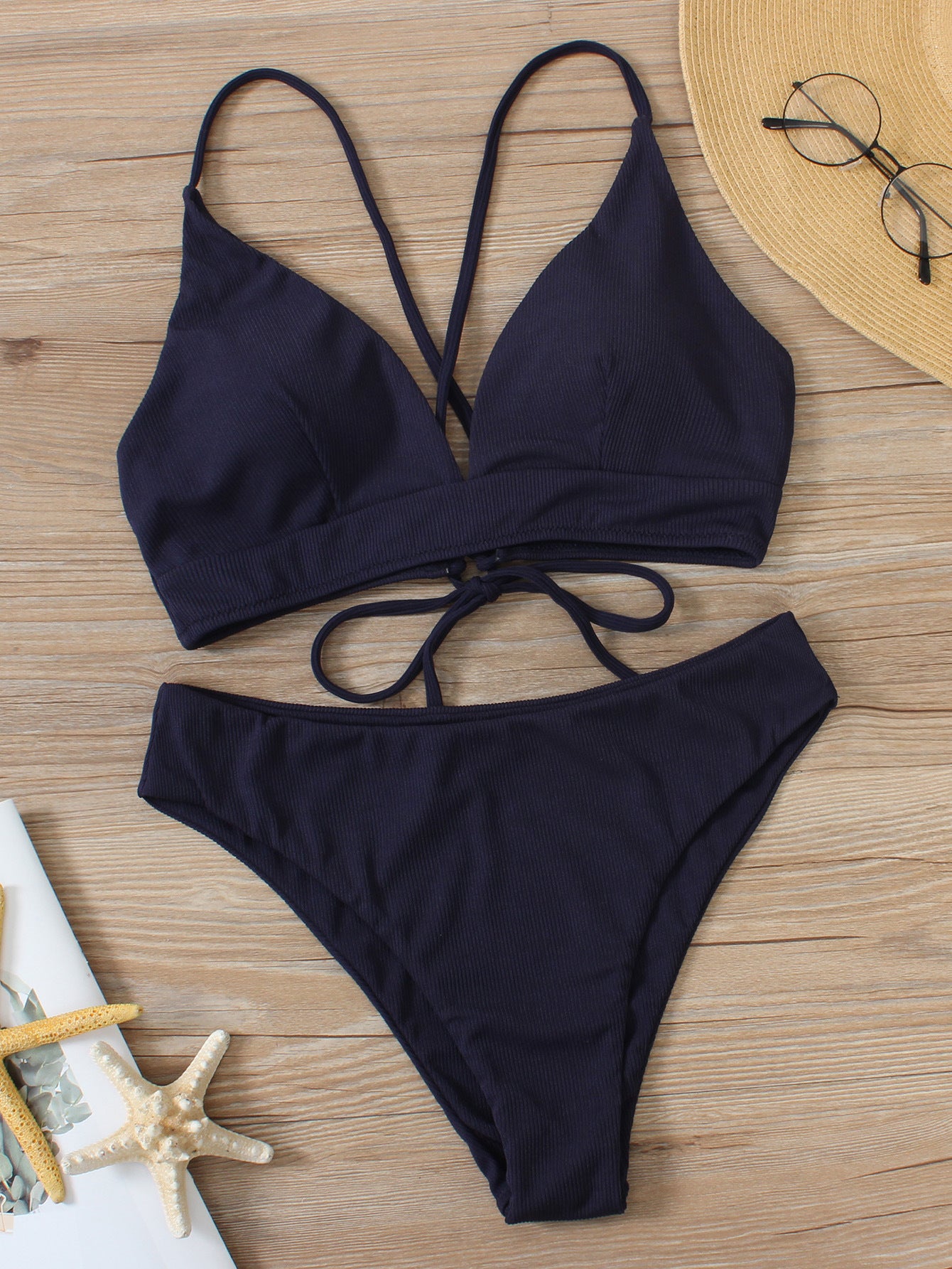 Traje de baño de poliéster de tela de tira de agujero pequeño al por mayor