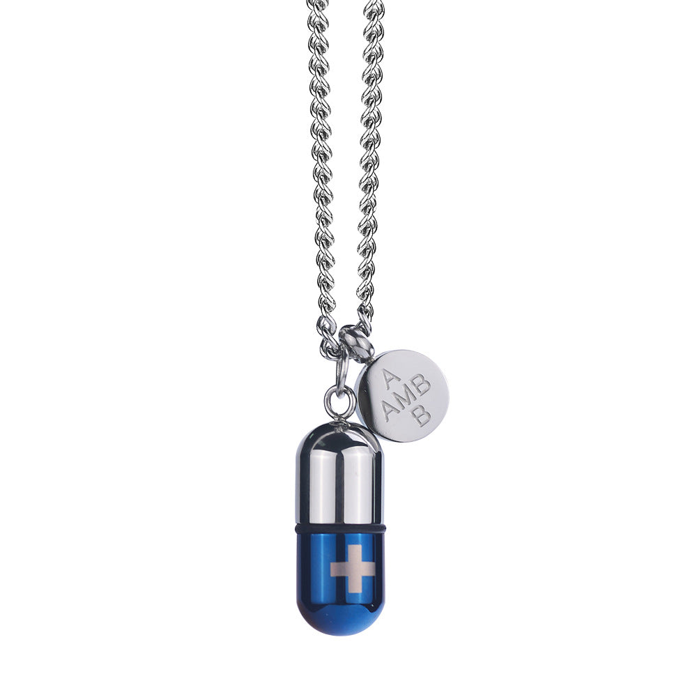 Wholesale Titanium Steel Openable Color Capsule Pendant Necklace