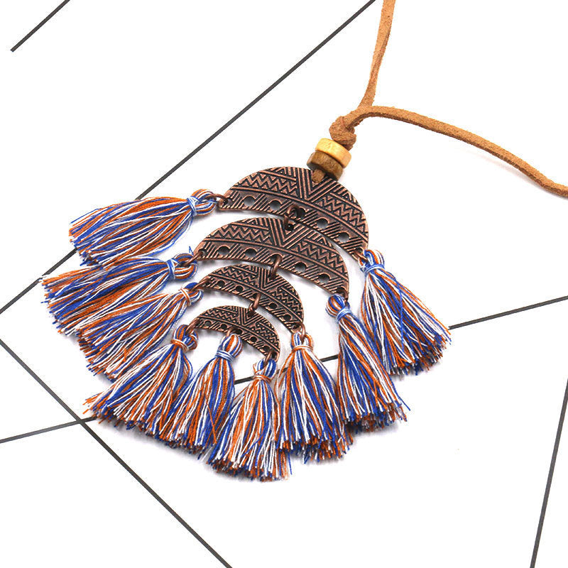 Wholesale Alloy Long Tassel Pendant Necklace