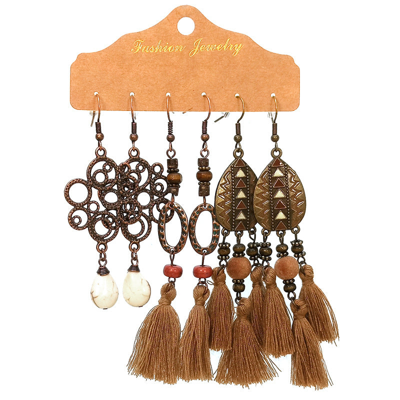 Wholesale Bohemian 3 Set Alloy Earrings
