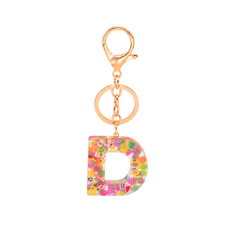 Wholesale English Alphabet Fruit Series AB Epoxy Keychain