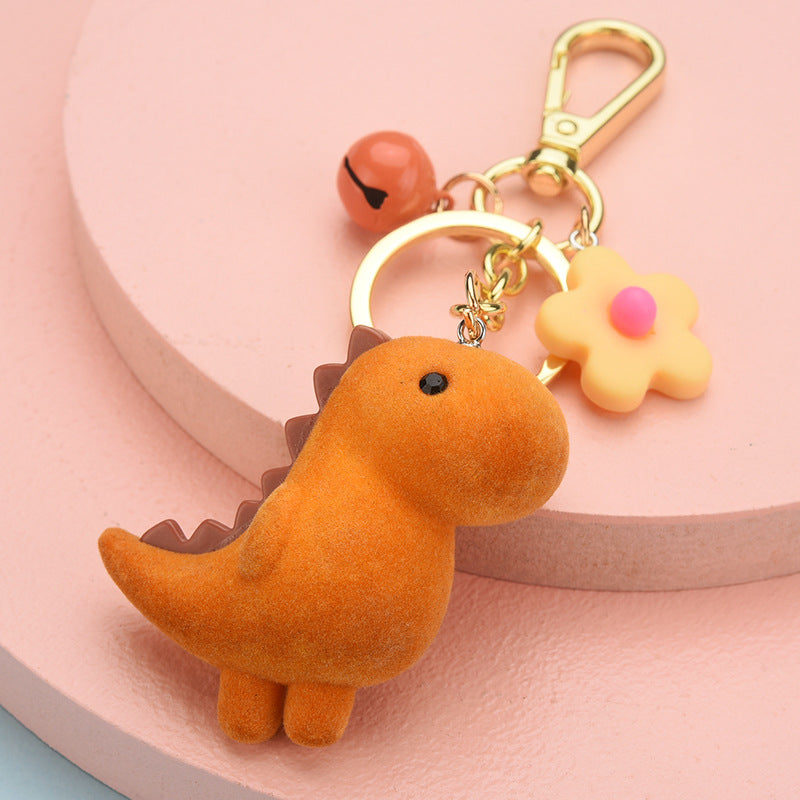 Wholesale Cartoon Dinosaur Flocked 3D Keychains