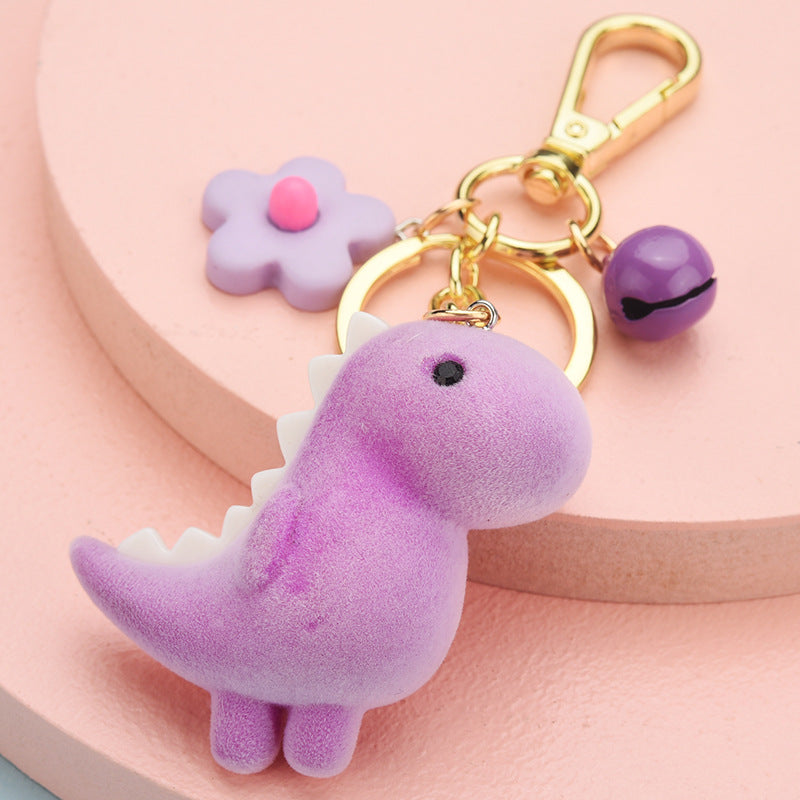 Wholesale Cartoon Dinosaur Flocked 3D Keychains
