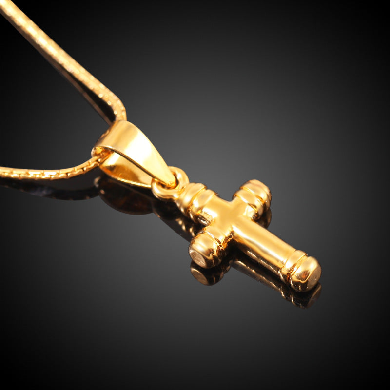 Wholesale Copper Exaggerated Cross 18K Gold Plated Necklace