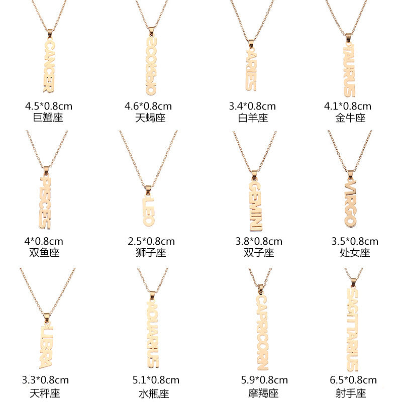 Wholesale English Version Twelve Constellation Necklace Alloy
