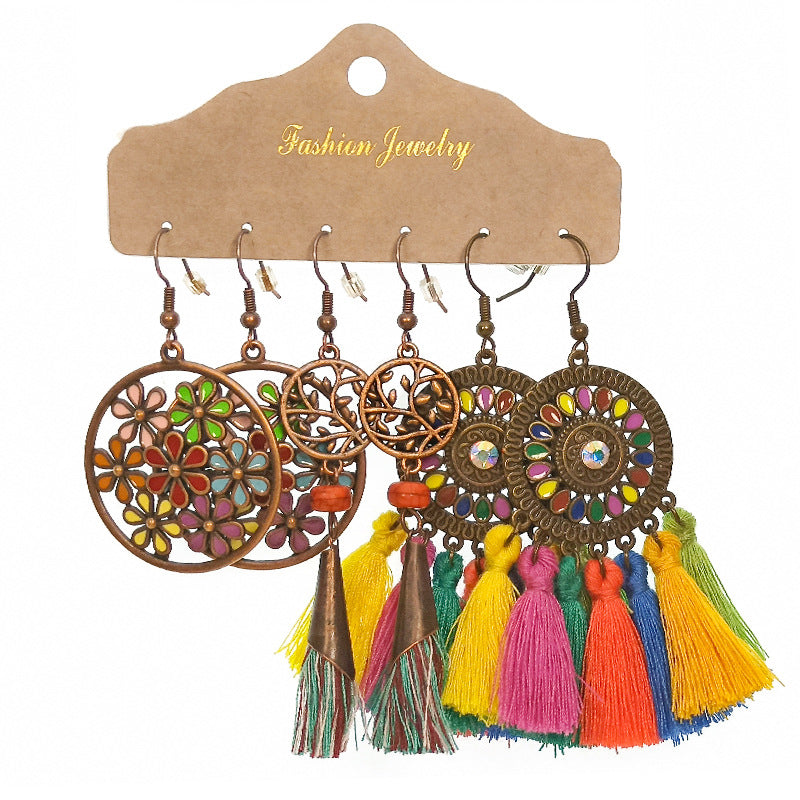 Wholesale Bohemian 3 Set Alloy Earrings