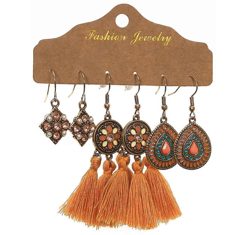 Wholesale Bohemian 3 Set Alloy Earrings