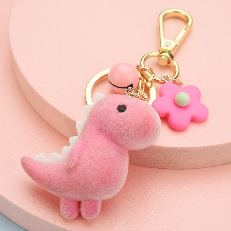 Wholesale Cartoon Dinosaur Flocked 3D Keychains