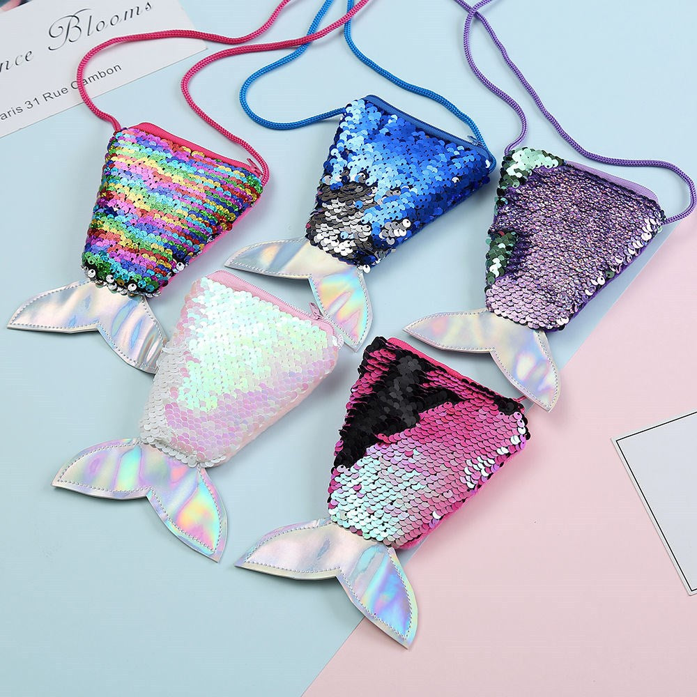 Wholesale Polyester Kids Mermaid Sequin Small Wallet