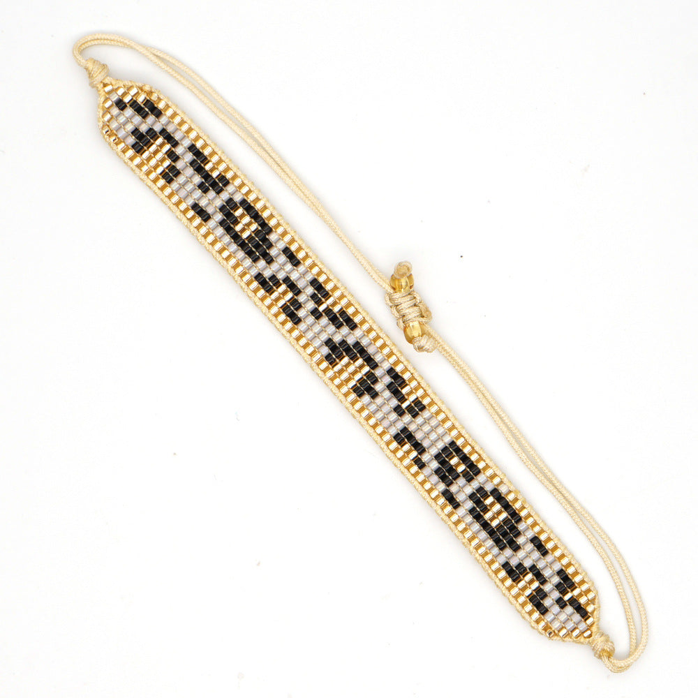 Wholesale Vintage Woven Leopard Glass Bracelet