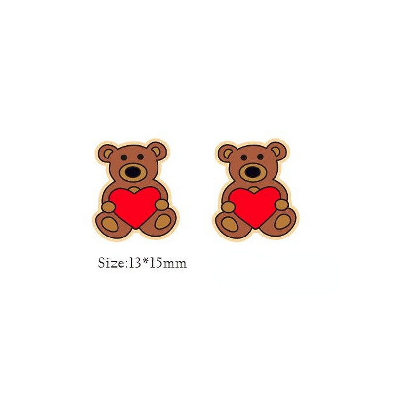 Wholesale Valentine Hearts Bears Wooden Earrings