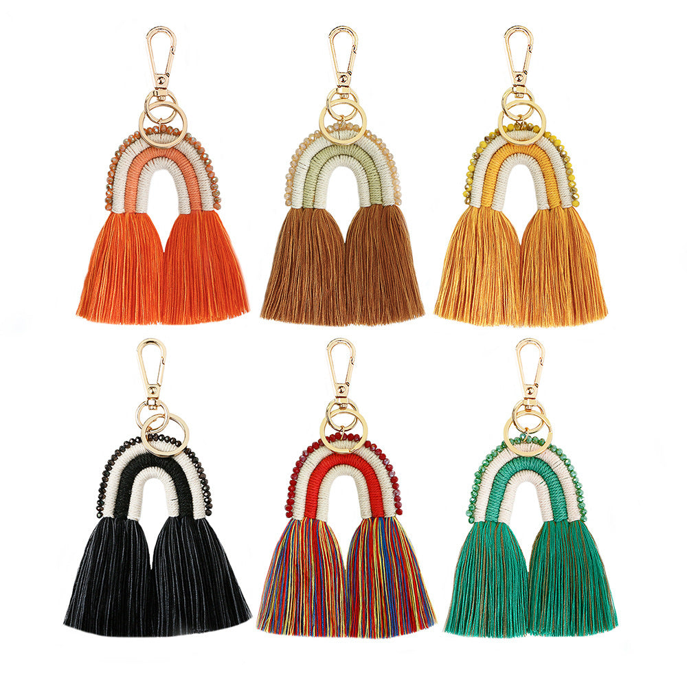 Wholesale Tassel Keychain Rice Bead Rope Weaving Manual Weaving