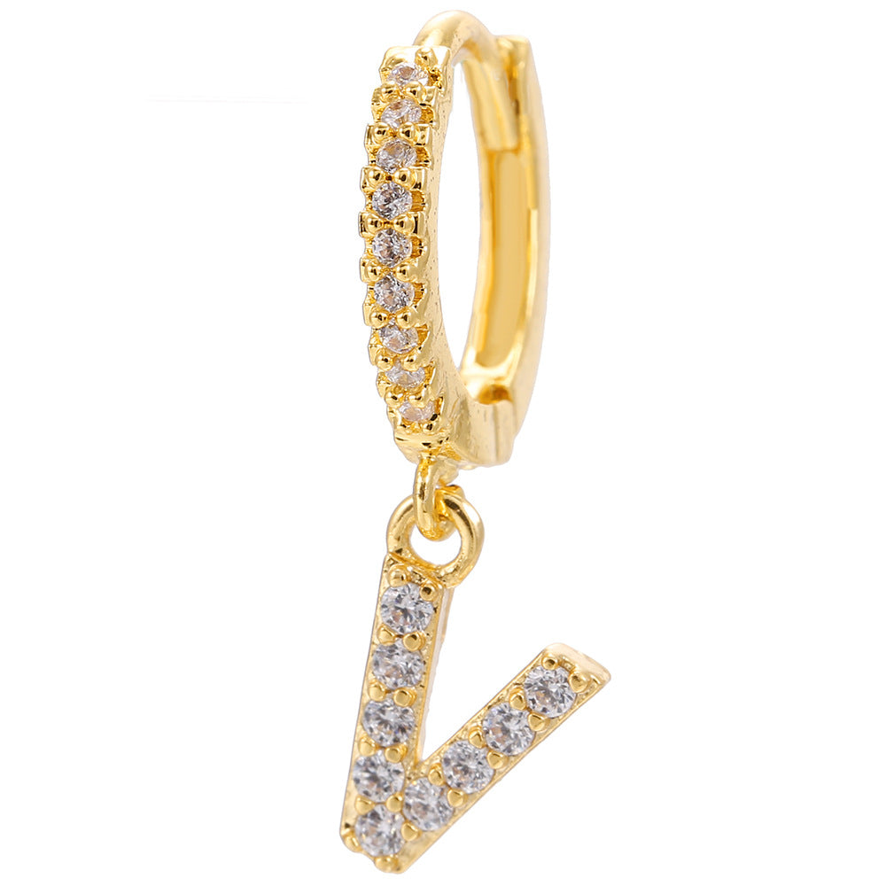 Wholesale English Alphabet Micropaved Zircon Earrings Copper