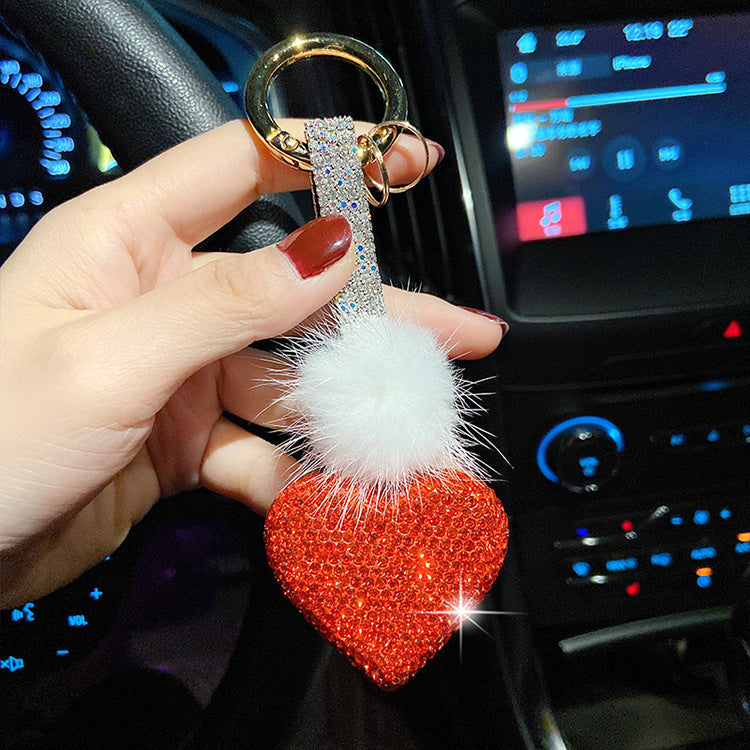 Wholesale Clay Mink Peach Heart Key Chain