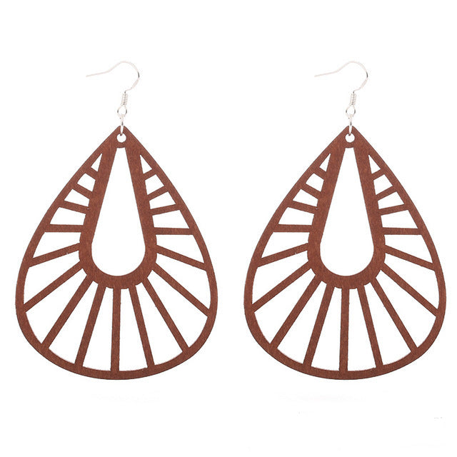 Wholesale Vintage Hollowed Out Wood Earrings