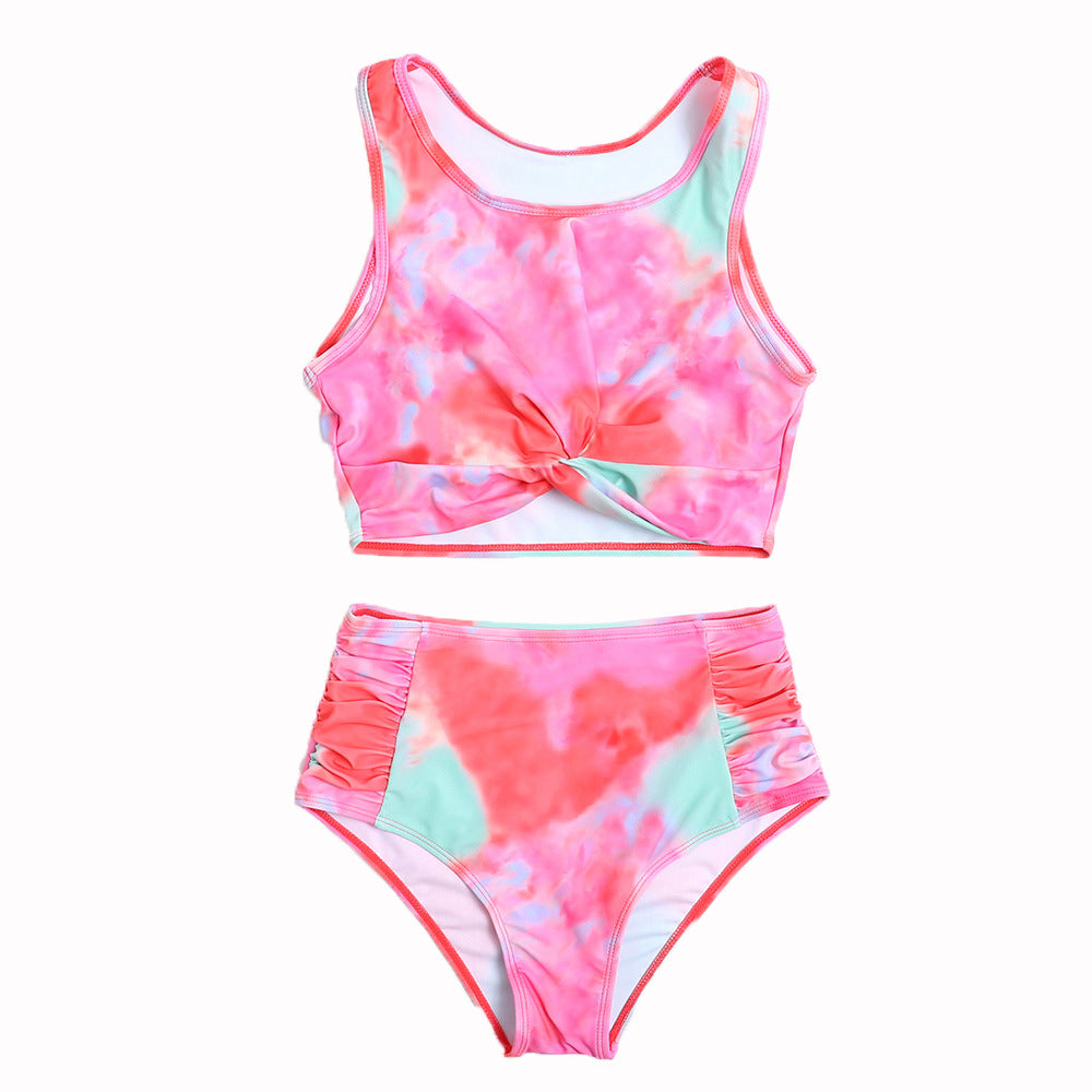 Wholesale Tie Dye Digital Printing Two Piece Polyester Swimwear