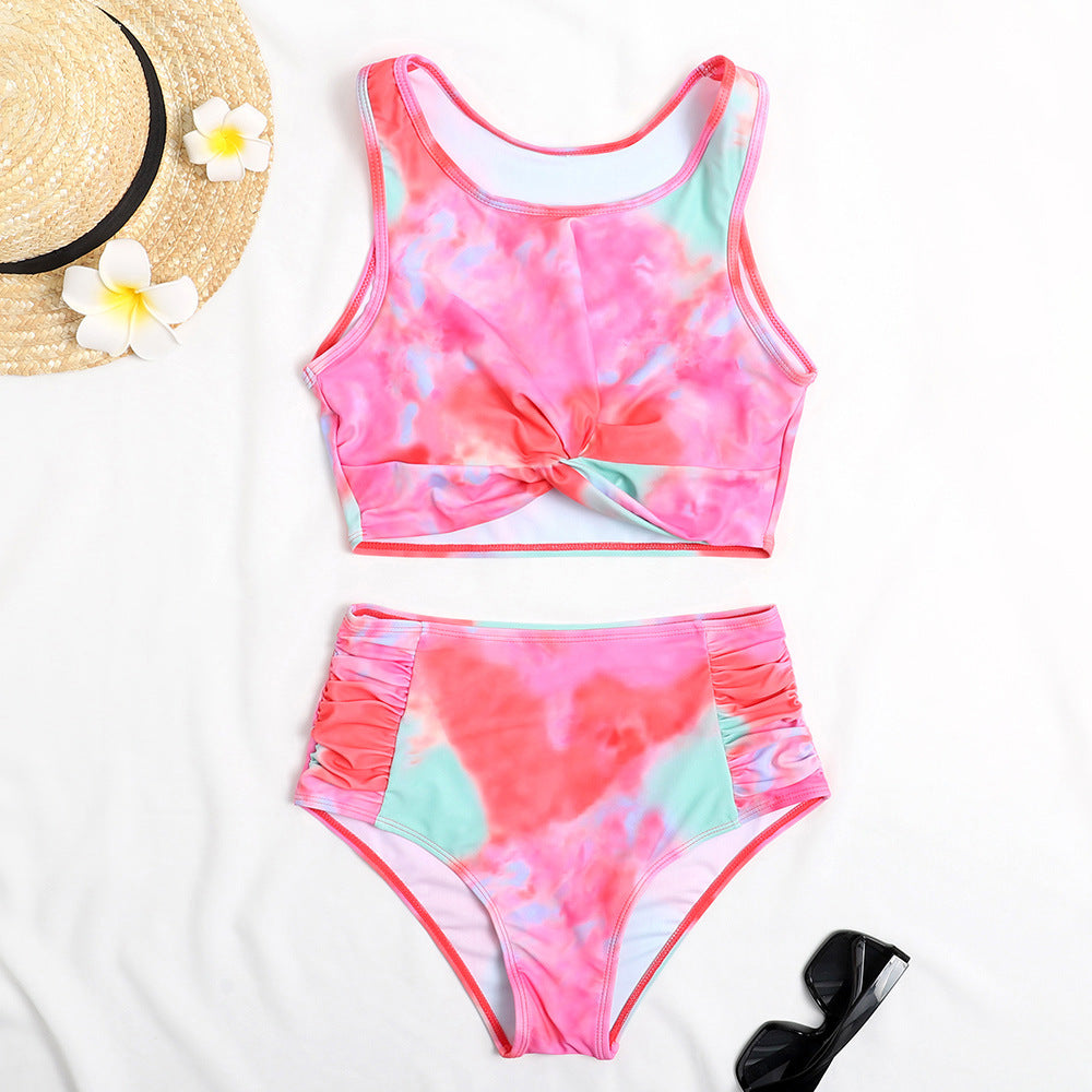 Wholesale Tie Dye Digital Printing Two Piece Polyester Swimwear