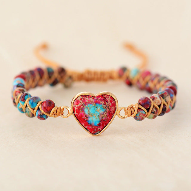 Wholesale Peach Heart Love Woven Bracelet
