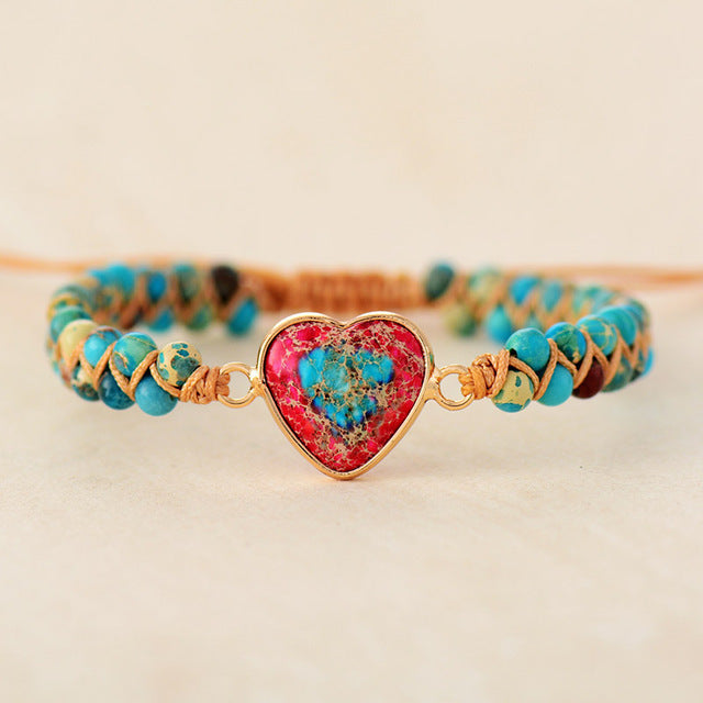Wholesale Peach Heart Love Woven Bracelet