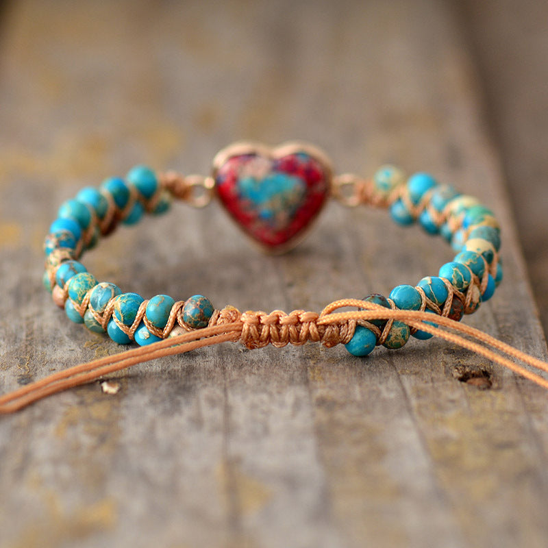 Wholesale Peach Heart Love Woven Bracelet