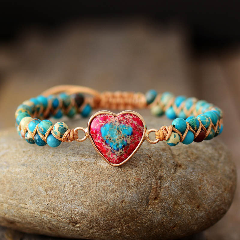 Wholesale Peach Heart Love Woven Bracelet