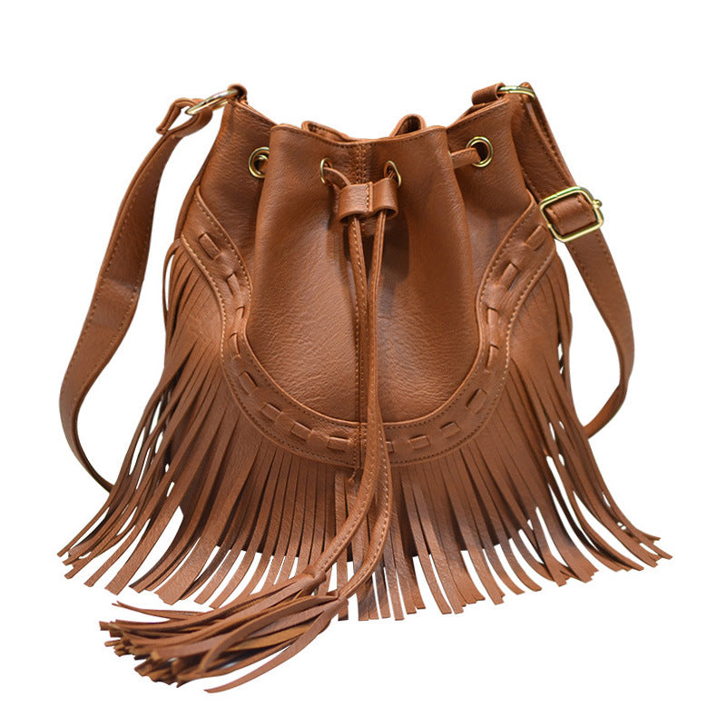 Wholesale Polyester Tassel Bucket Bag