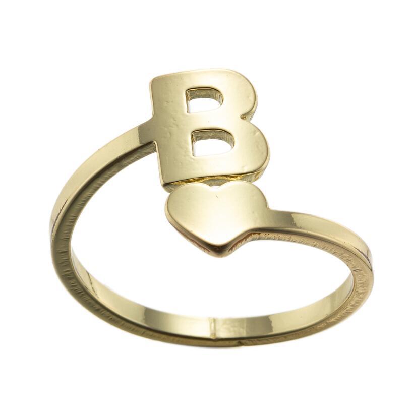 Wholesale Vintage Heart Alphabet Titanium Steel Rings