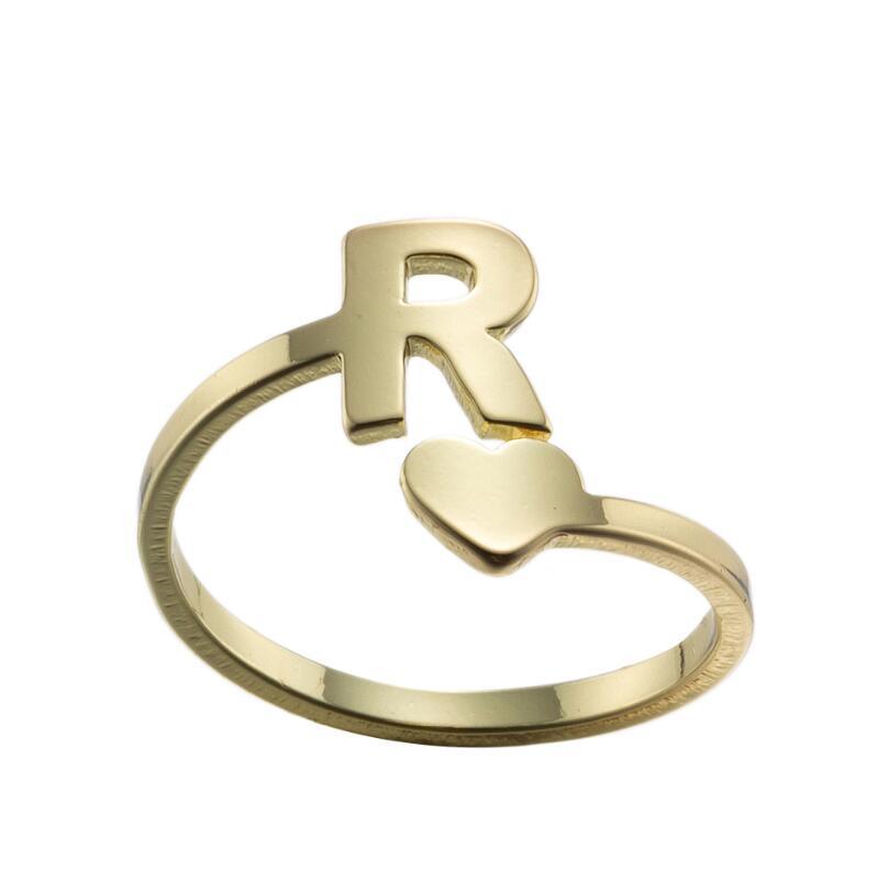 Wholesale Vintage Heart Alphabet Titanium Steel Rings