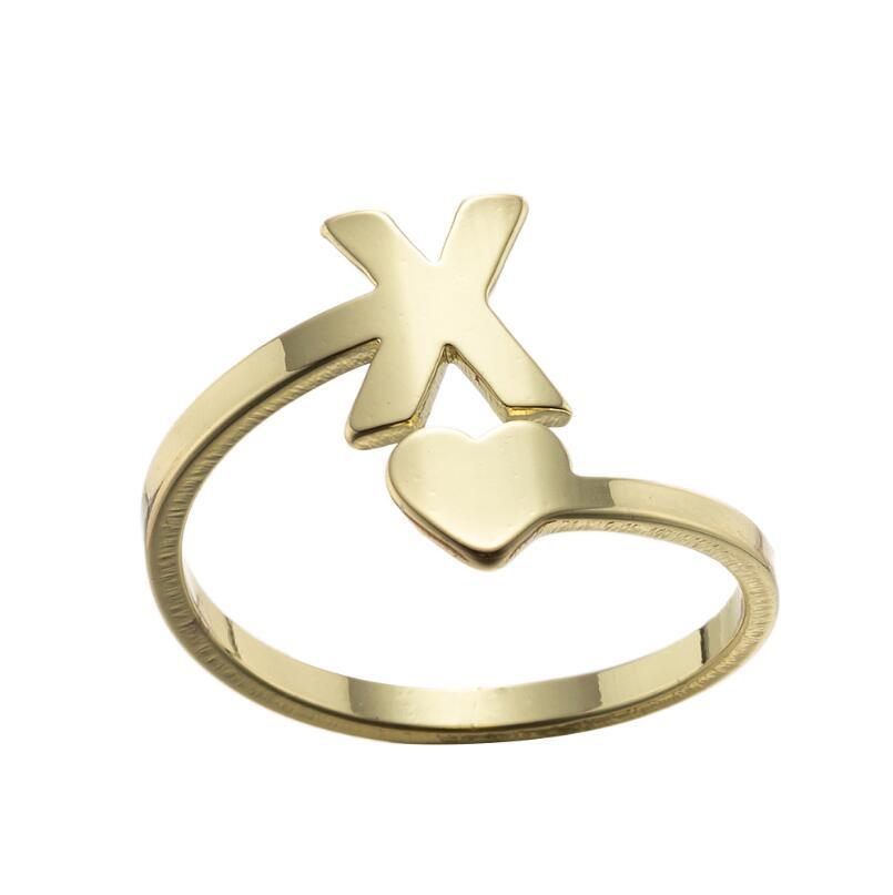 Wholesale Vintage Heart Alphabet Titanium Steel Rings