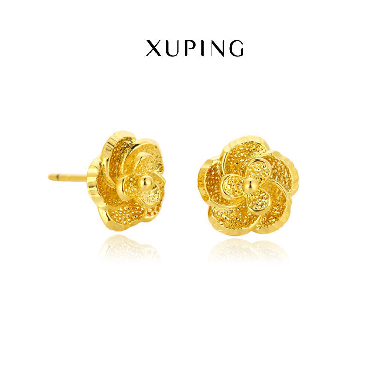 Wholesale Vintage Rose Flower 24K Gold Alloy Earrings