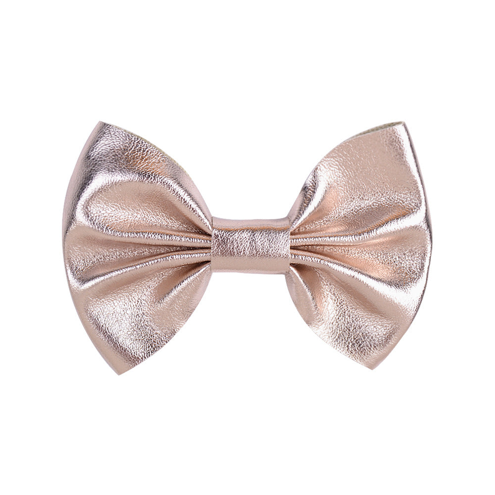 Wholesale Candy Color Leather Bow Hair Clips