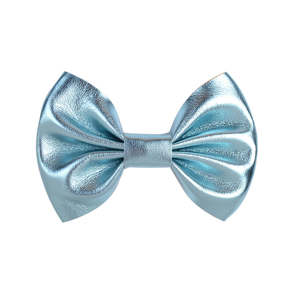 Wholesale Candy Color Leather Bow Hair Clips