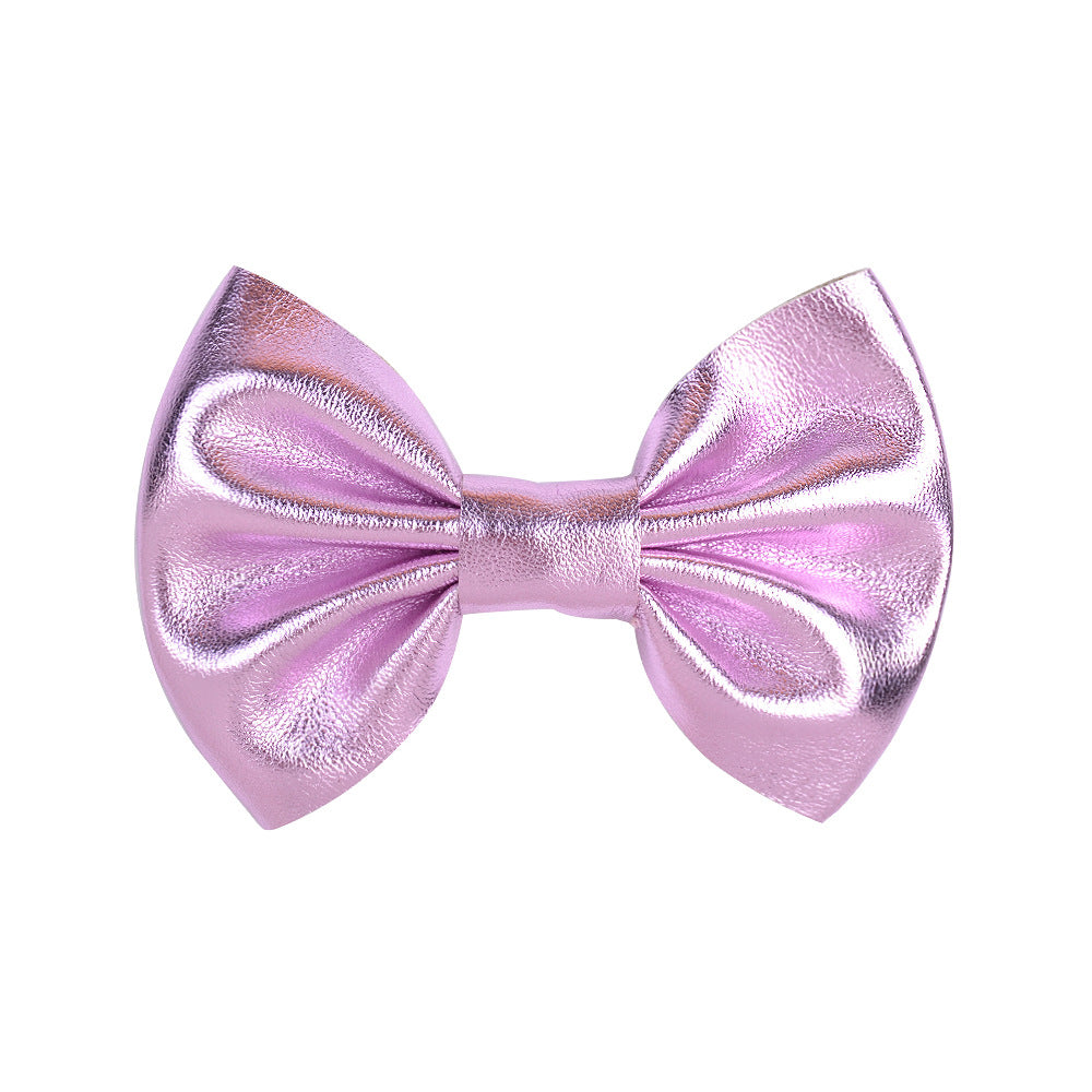 Wholesale Candy Color Leather Bow Hair Clips