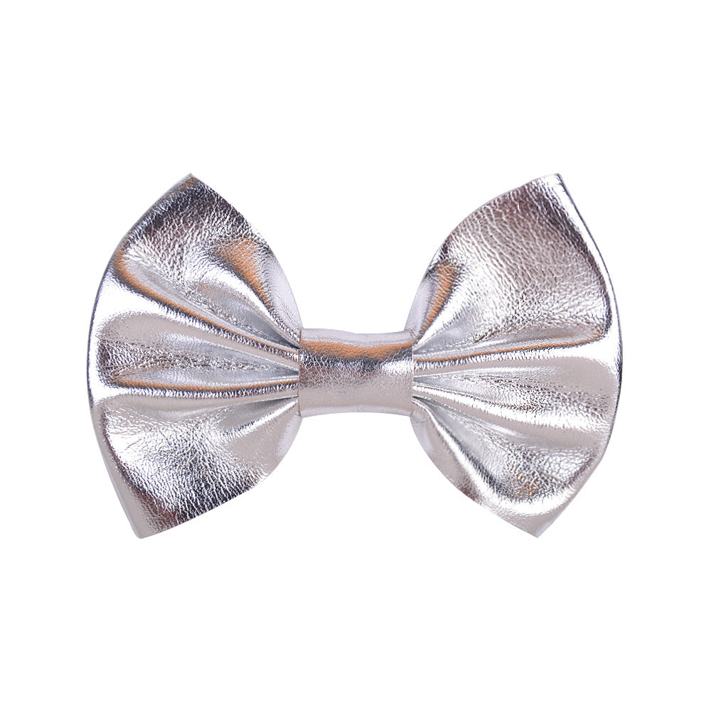 Wholesale Candy Color Leather Bow Hair Clips