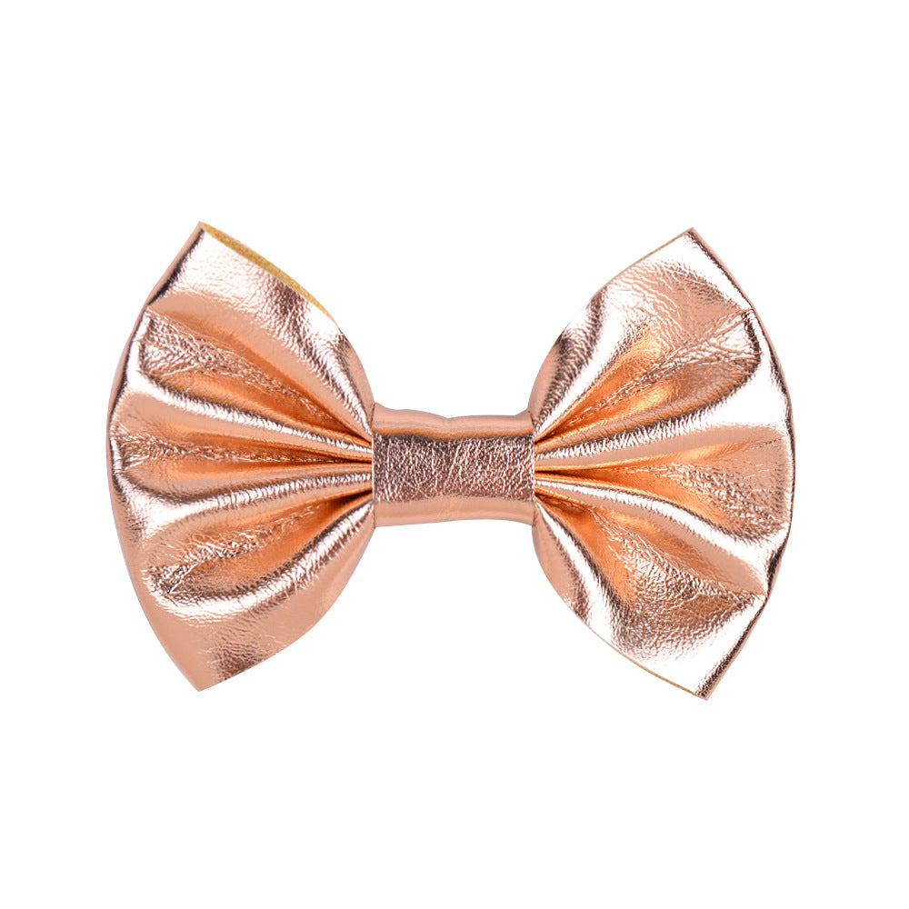 Wholesale Candy Color Leather Bow Hair Clips