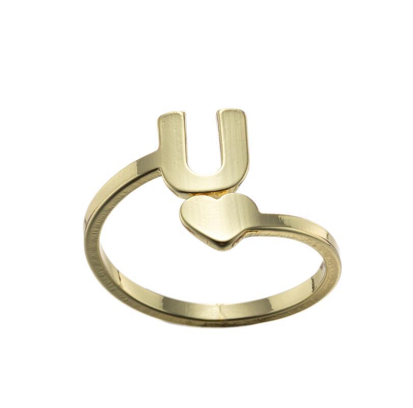 Wholesale Vintage Heart Alphabet Titanium Steel Rings