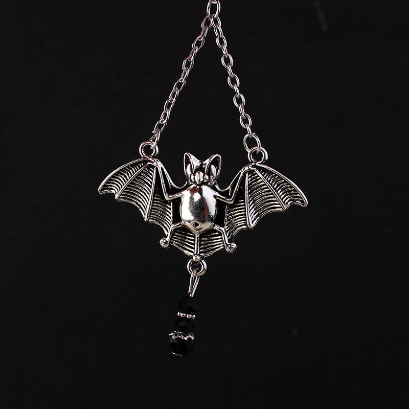Wholesale Gothic Bat Tassel Crystal Alloy Earrings