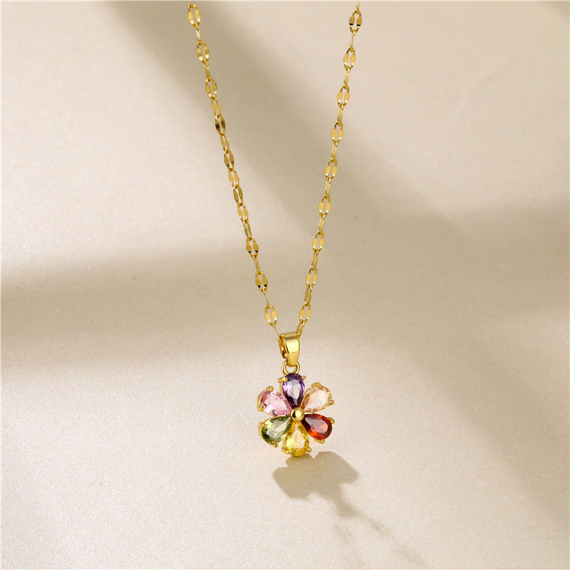 Wholesale Short Floral Necklace Titanium Steel