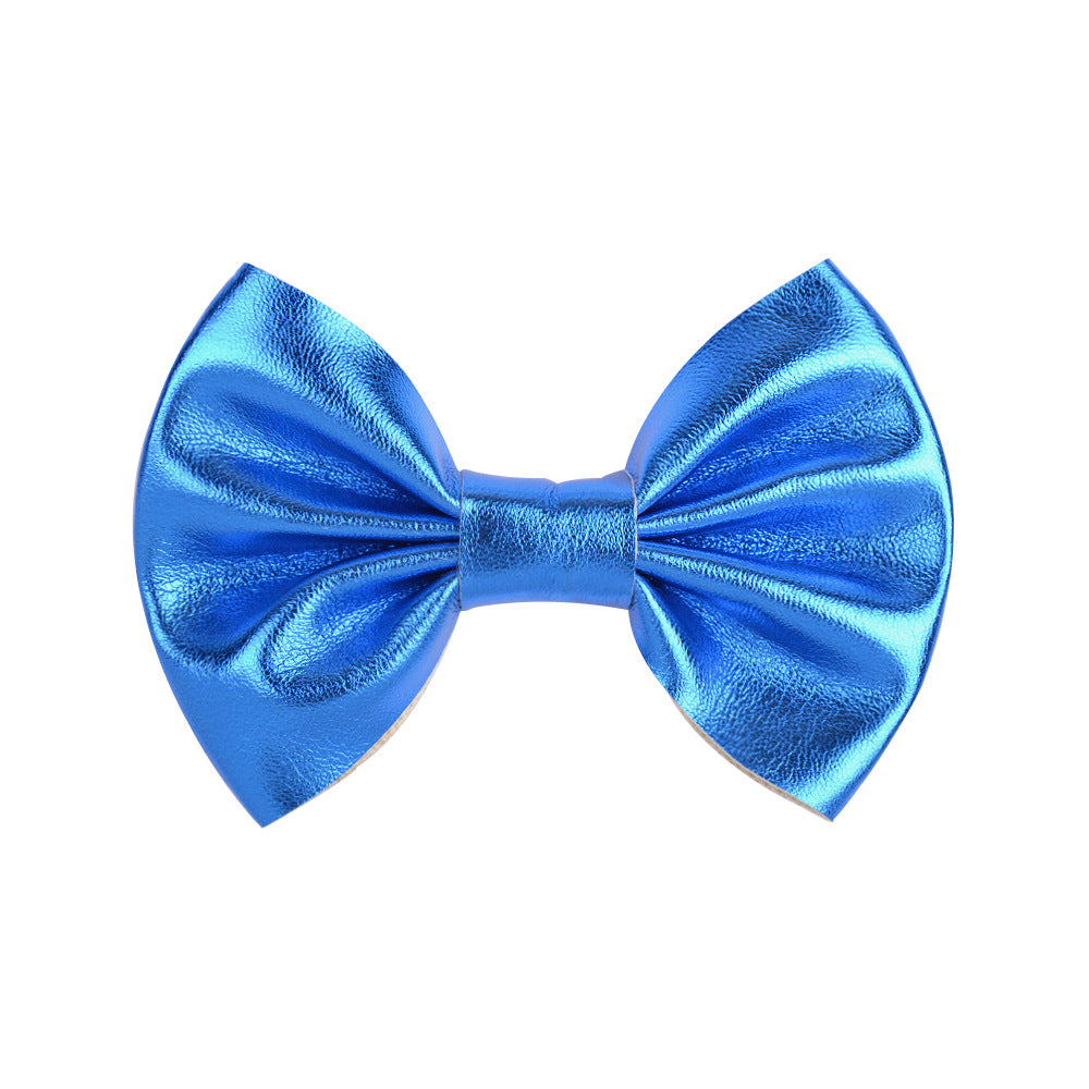 Wholesale Candy Color Leather Bow Hair Clips