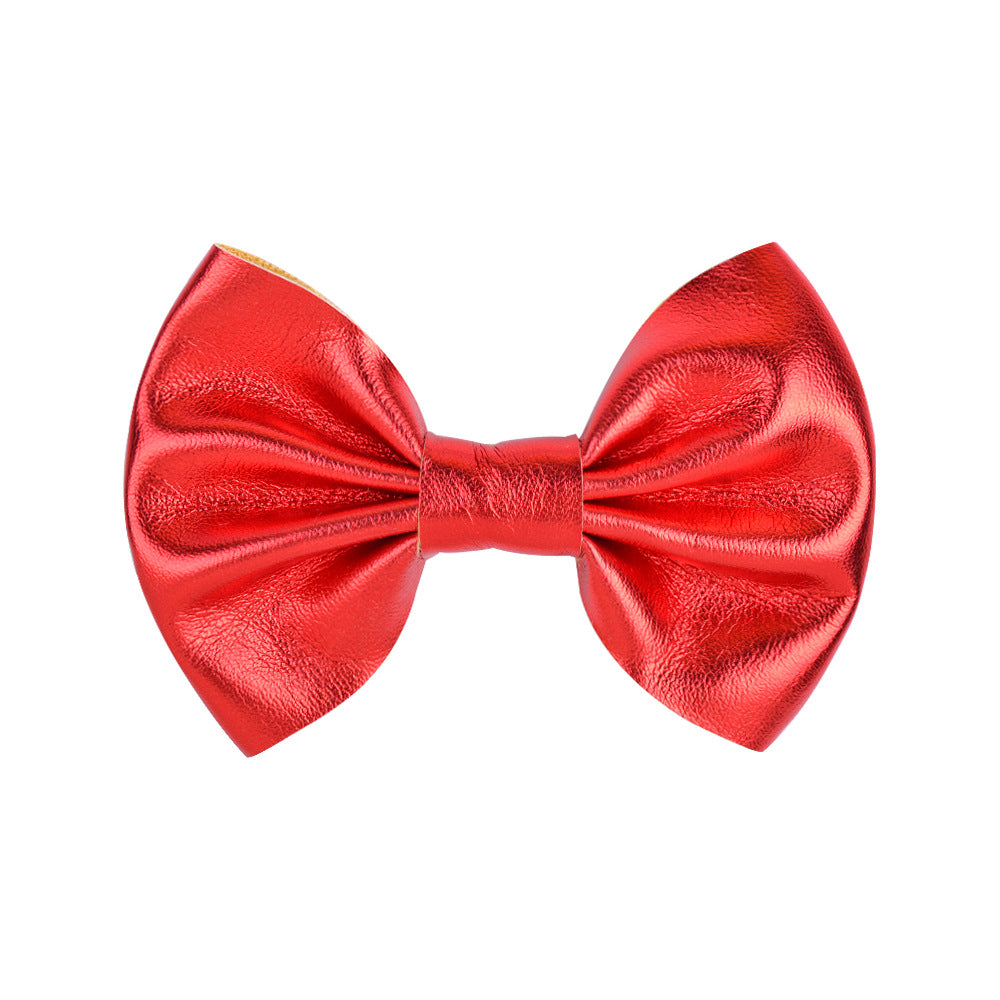 Wholesale Candy Color Leather Bow Hair Clips