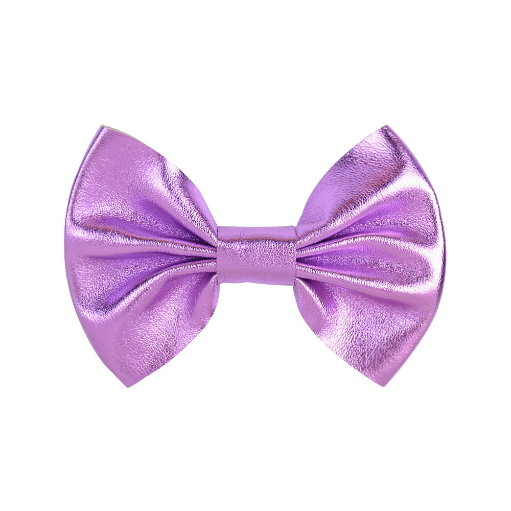 Wholesale Candy Color Leather Bow Hair Clips
