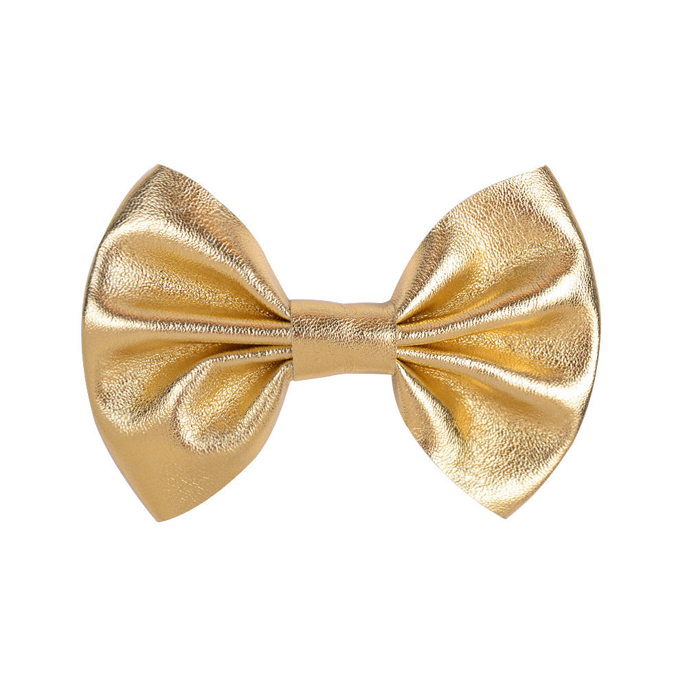 Wholesale Candy Color Leather Bow Hair Clips