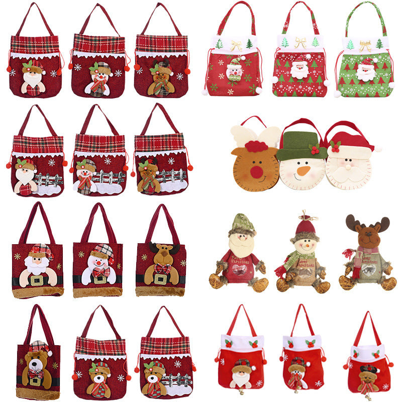 Wholesale Christmas Decorations Cartoon Fabric Tote Bags Gift Bags